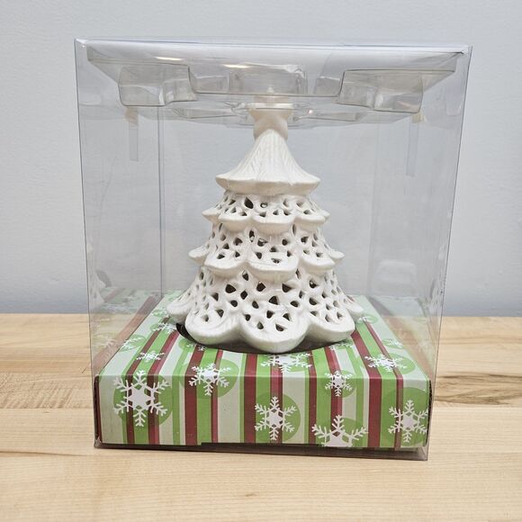 Yankee Candle White Christmas Tree Tea Light 6.5”H X 5” Luminary - Picture 8 of 13